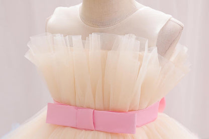 Vestido infantil con lazo arcoíris
