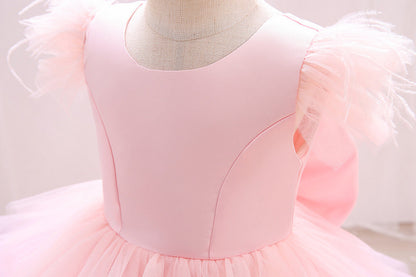 Vestido Infantil Tul Volantes y Lazo