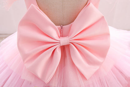 Vestido Infantil Tul Volantes y Lazo