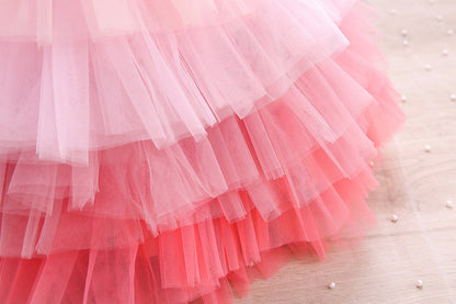 Vestido Infantil Tul Volantes y Lazo