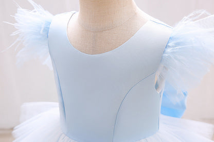 Vestido Infantil Tul Volantes y Lazo