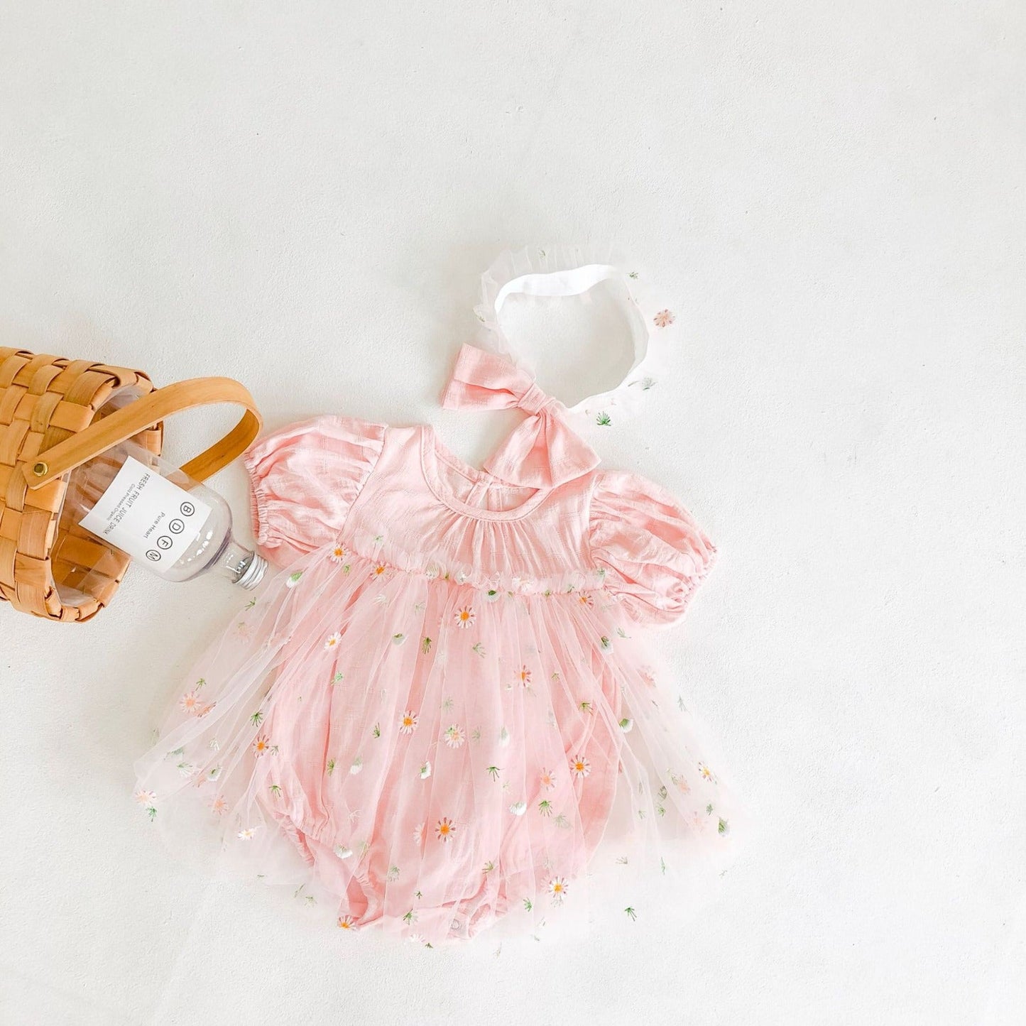 Body Infantil Tul Floral + Lazo