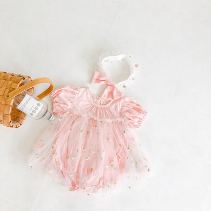Body Infantil Tul Floral + Lazo