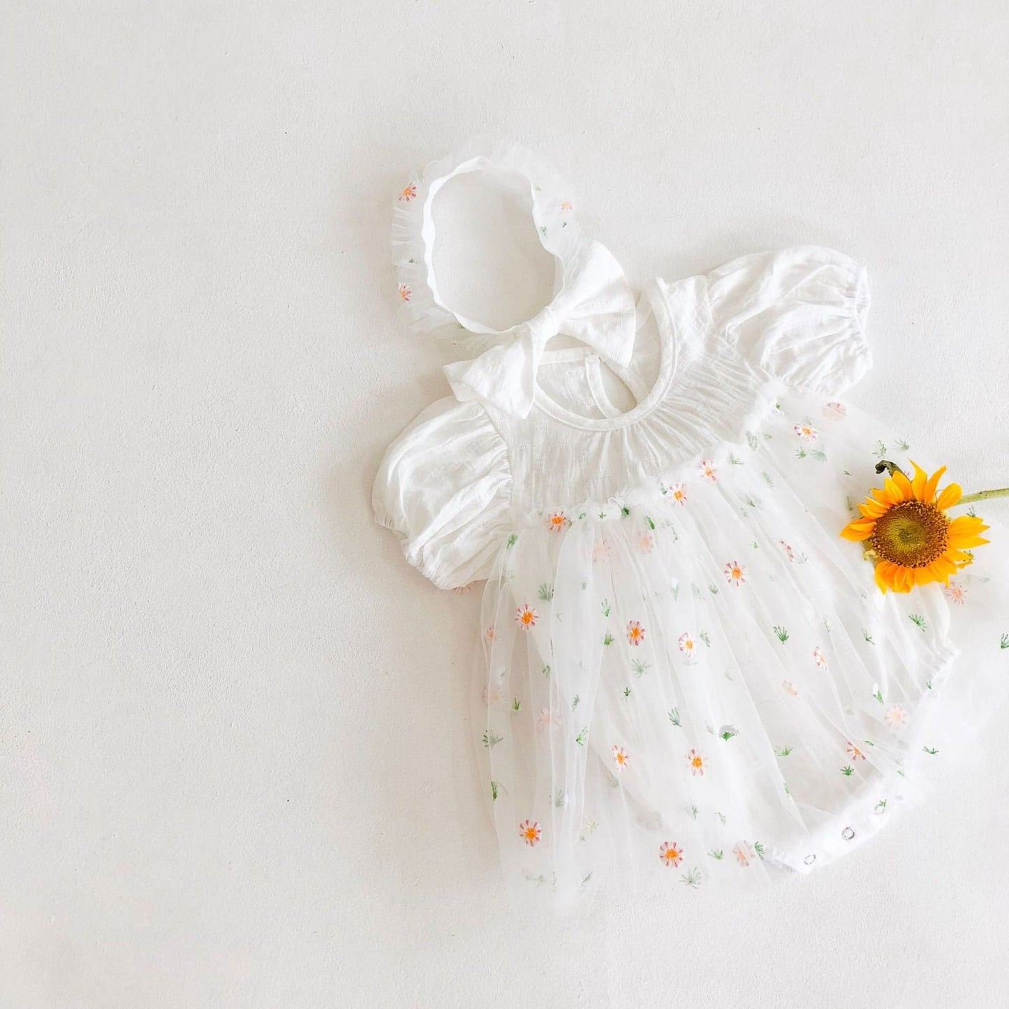 Body Infantil Tul Floral + Lazo