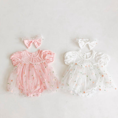 Body Infantil Tul Floral + Lazo