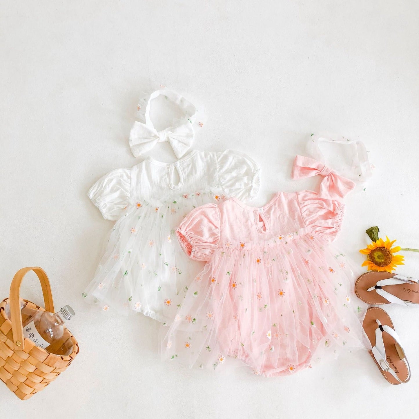 Body Infantil Tul Floral + Lazo
