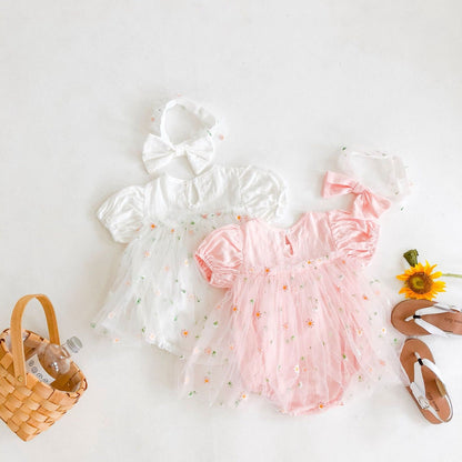Body Infantil Tul Floral + Lazo