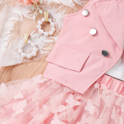 Conjunto Infantil Mujer Chaleco Mariposas