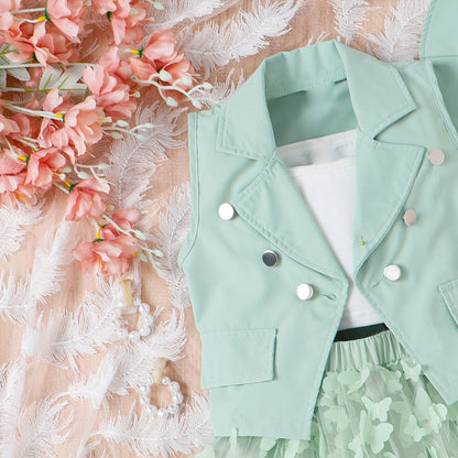 Conjunto Infantil Mujer Chaleco Mariposas