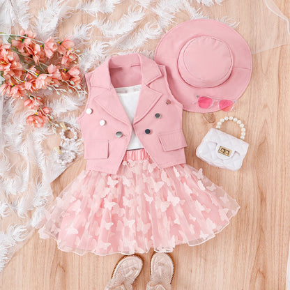 Conjunto Infantil Mujer Chaleco Mariposas