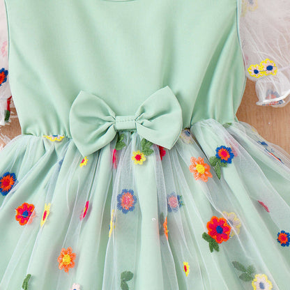 Vestido infantil con lazo de flores