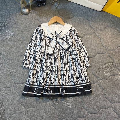 DR Vestido infantil con lazo y cuello
