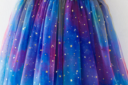 Vestido Infantil Feminino Tule Neon Estrelinhas