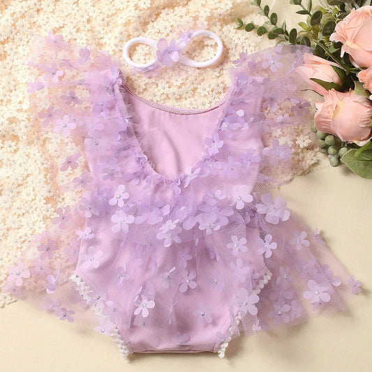Body infantil de tul floral