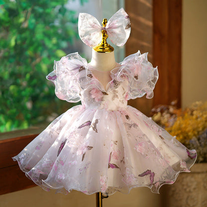 Vestido de fiesta infantil con mariposa hinchada