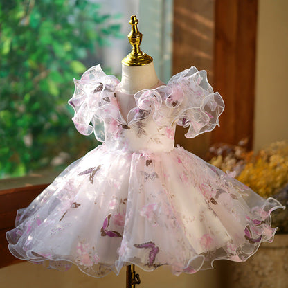 Vestido de fiesta infantil con mariposa hinchada