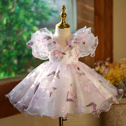 Vestido de fiesta infantil con mariposa hinchada