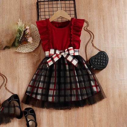 Vestido Infantil Cuadros Rojo