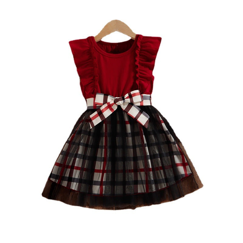Vestido Infantil Cuadros Rojo