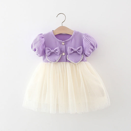 Vestido infantil encaje perlas