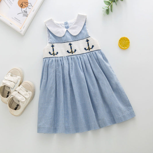 Vestido Infantil Ancora Azul