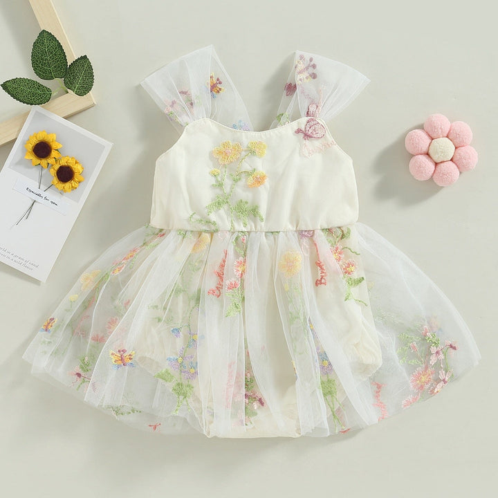 Body Femenino Infantil Bordado y Tul Colores