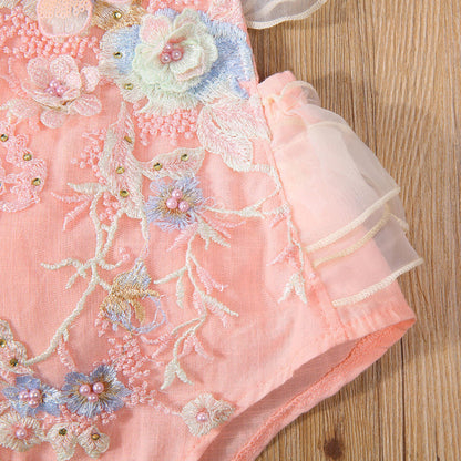 Body Infantil Femenino Flores Bordadas