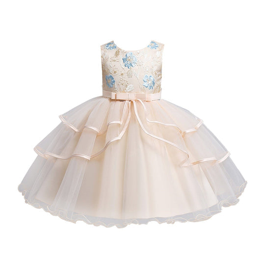 Vestido de Fiesta Infantil Flores y Volantes