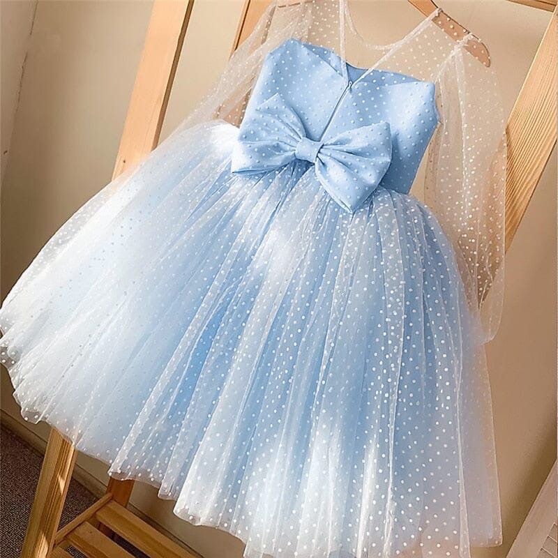 Vestido de Fiesta Infantil Manga Larga Lunares