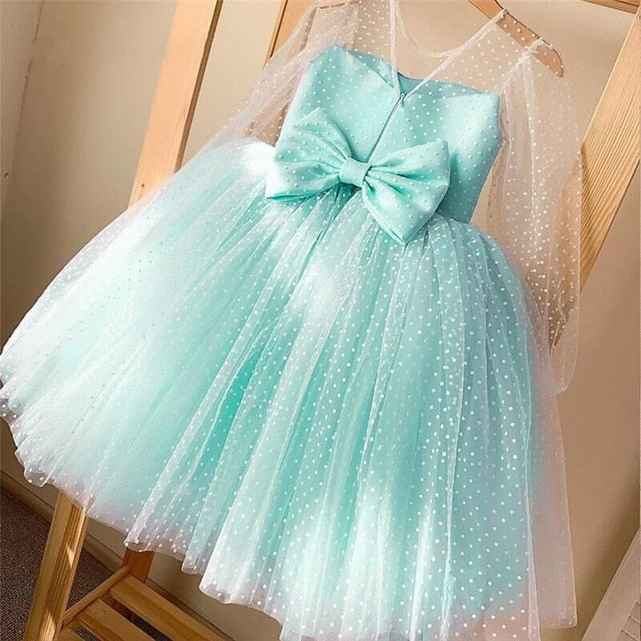 Vestido de Fiesta Infantil Manga Larga Lunares