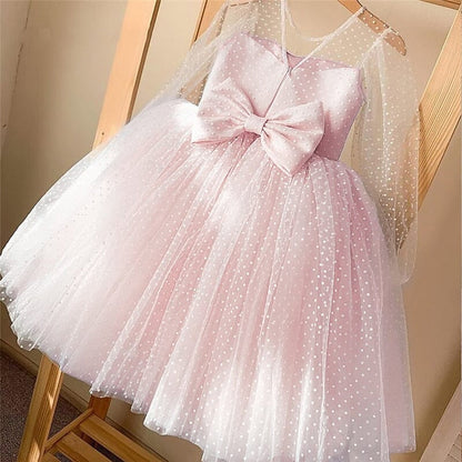 Vestido de Fiesta Infantil Manga Larga Lunares