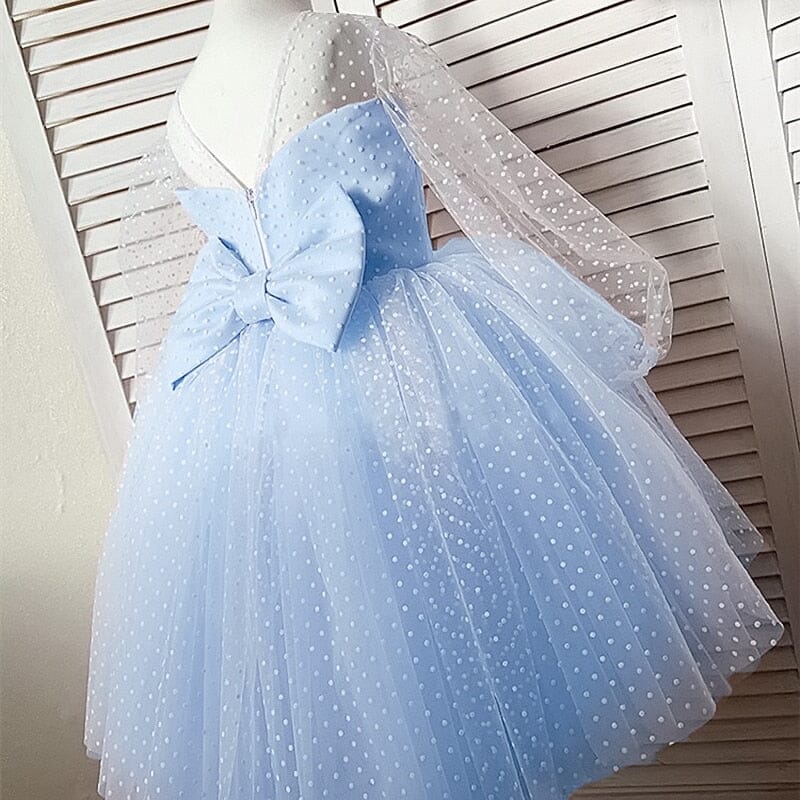 Vestido de Fiesta Infantil Manga Larga Lunares