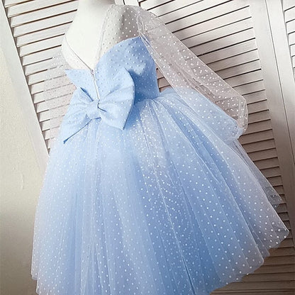 Vestido de Fiesta Infantil Manga Larga Lunares