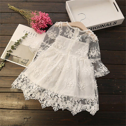 Vestido Fiesta Infantil Manga Transparente