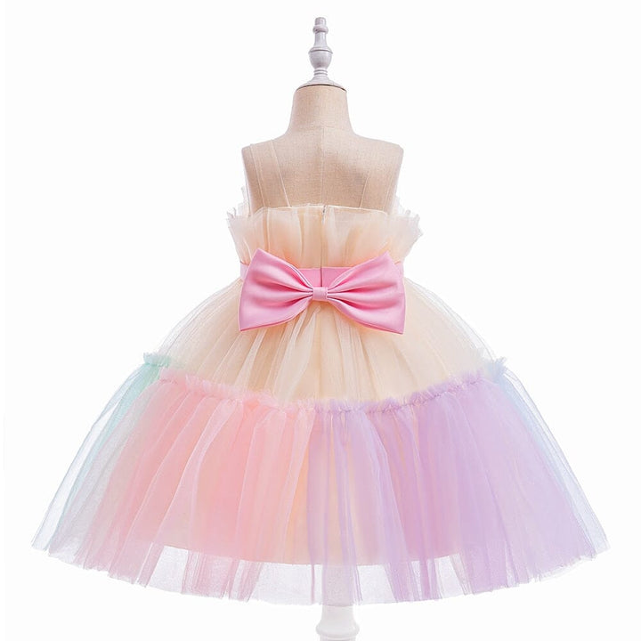 Vestido Infantil Arco Iris Laçinho