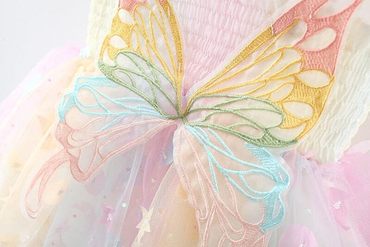 Vestido Infantil de Mariposa Arcoíris