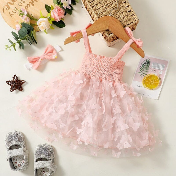 Vestido Infantil Mariposas + Fajín