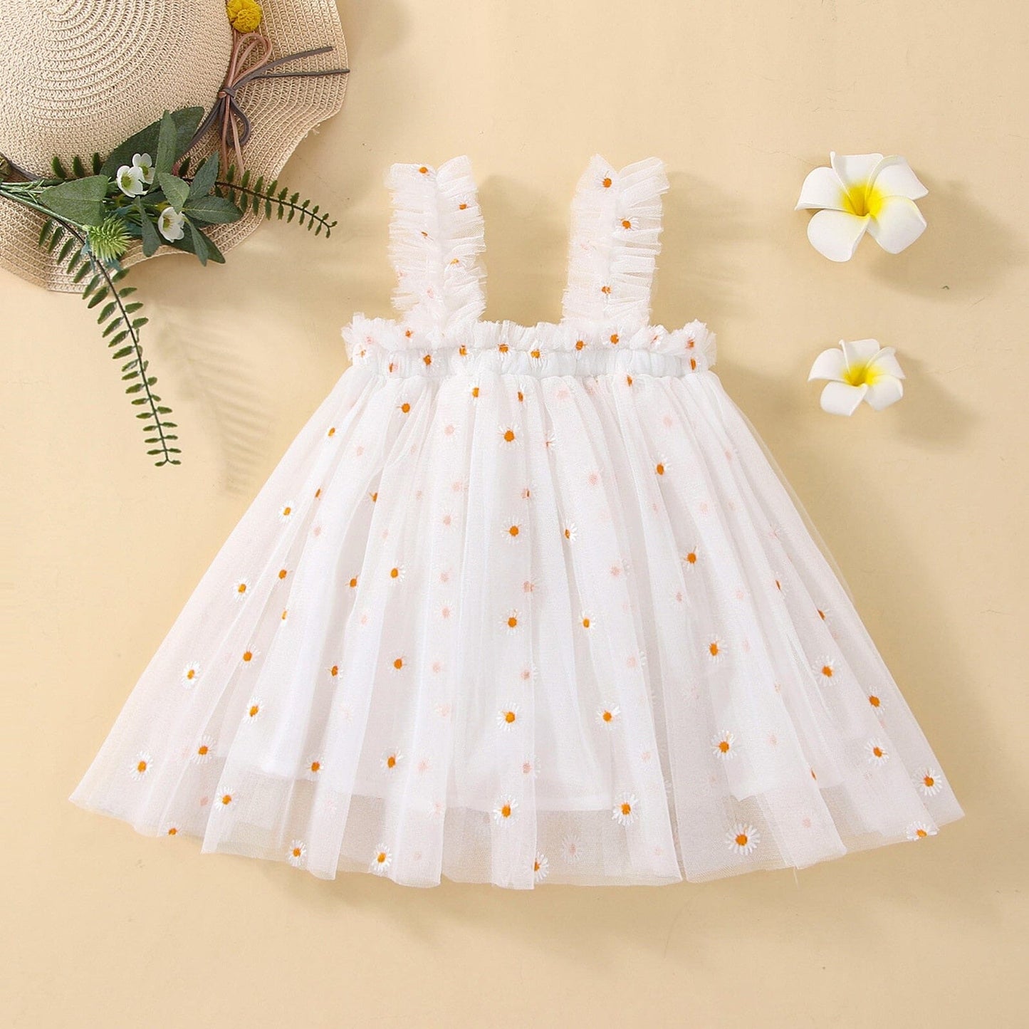Vestido Infantil Bordado y Tul