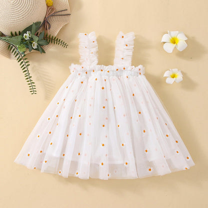 Vestido Infantil Bordado y Tul