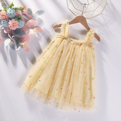 Vestido Infantil Bordado y Tul