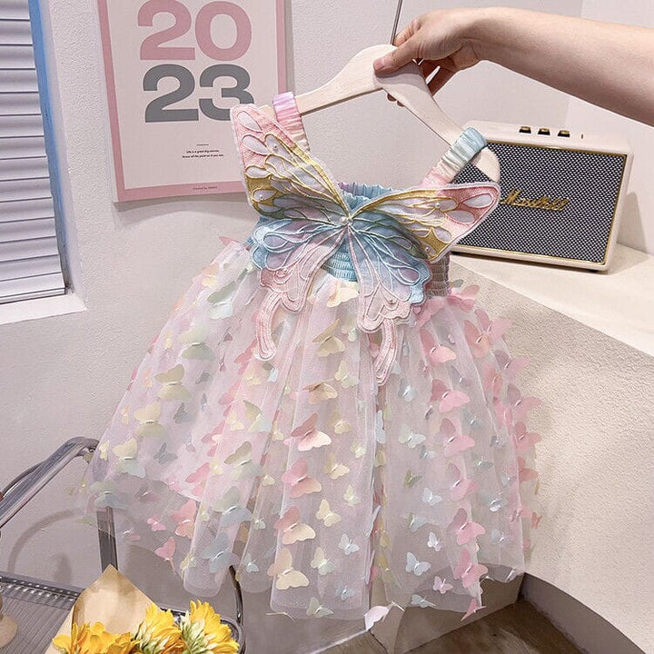 Vestido Infantil Colorido Con alas de Mariposa
