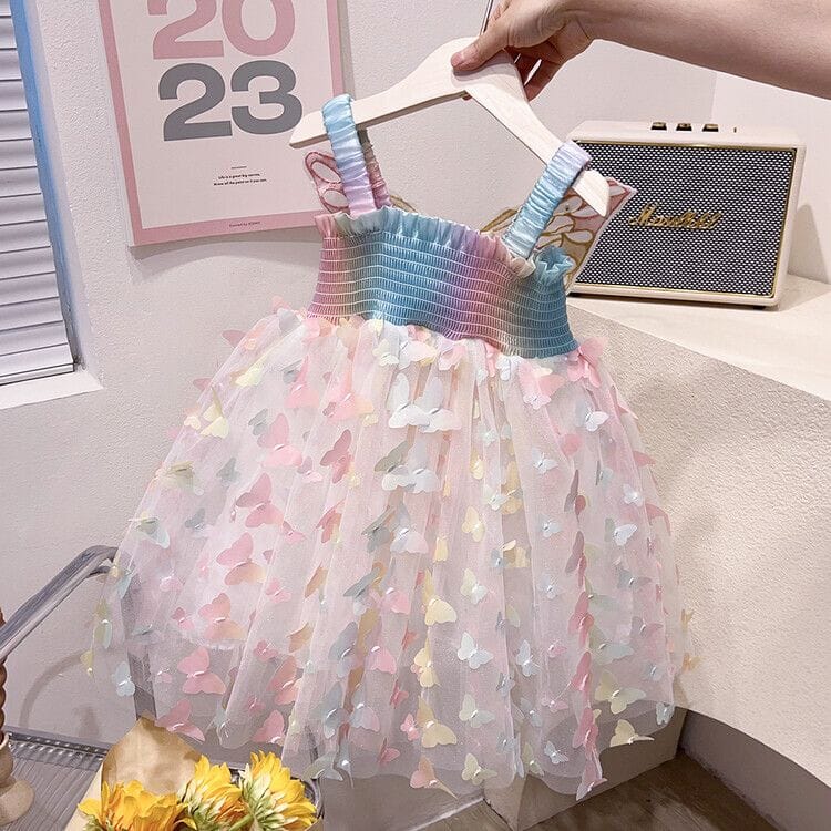 Vestido Infantil Colorido Con alas de Mariposa