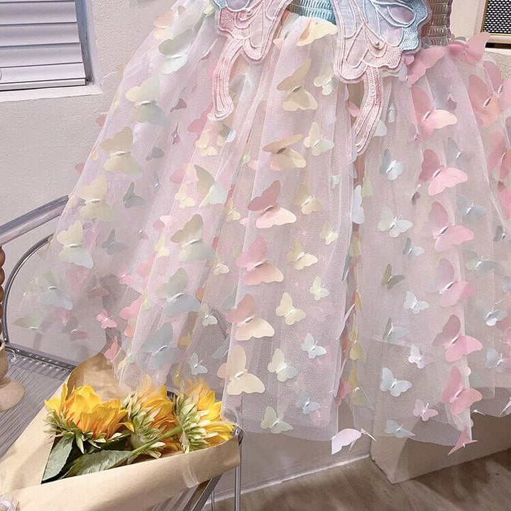 Vestido Infantil Colorido Con alas de Mariposa