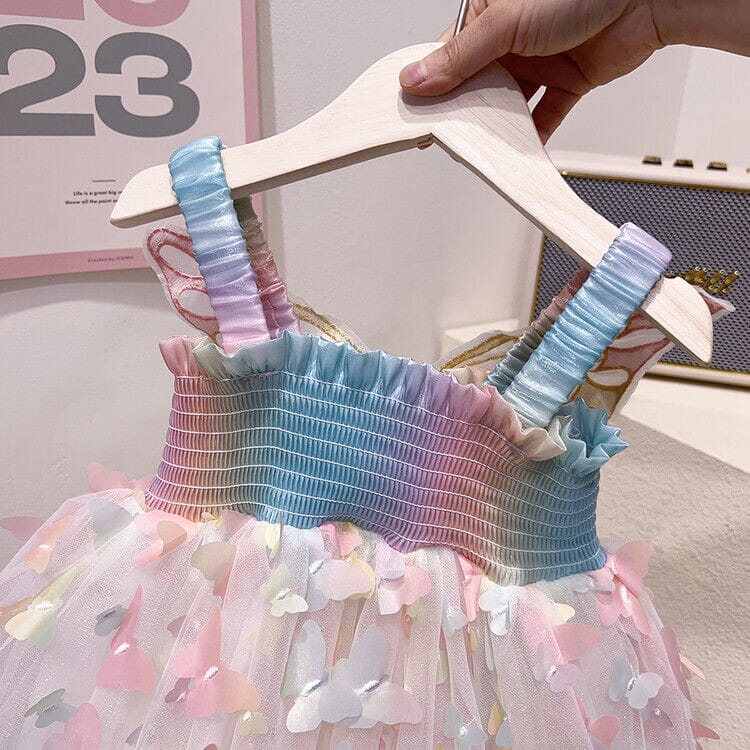 Vestido Infantil Colorido Con alas de Mariposa
