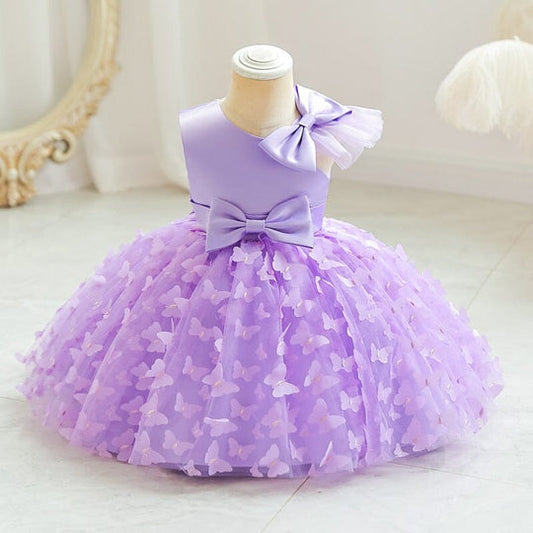 Vestido Infantil de Fiesta Borboletinhas e Laço