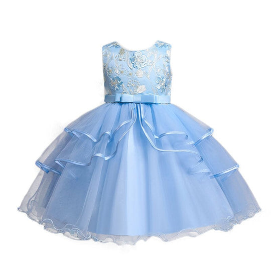 Vestido de Fiesta Infantil Flores Volantes