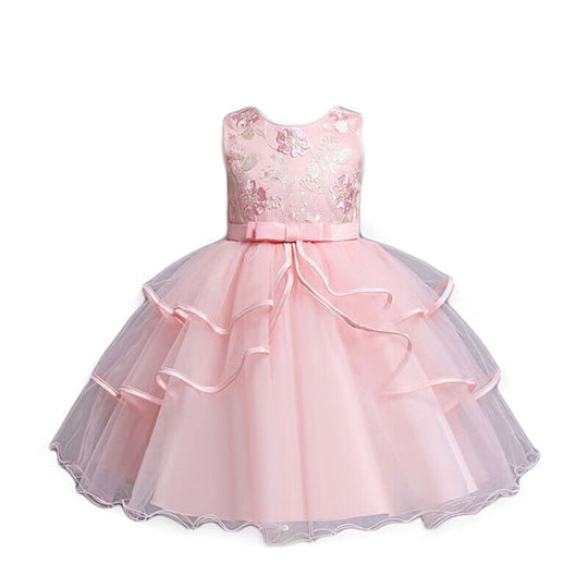 Vestido de Fiesta Infantil Flores Volantes