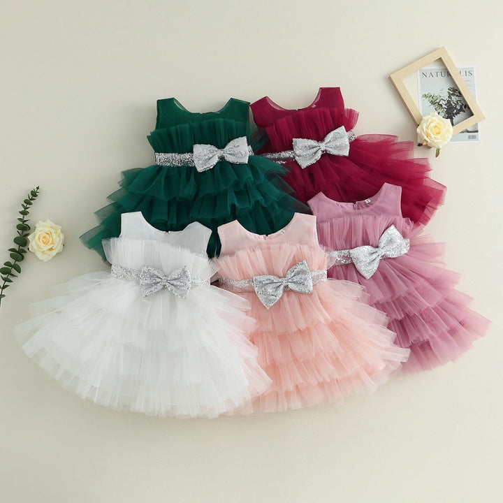 Vestido de Fiesta Infantil Lazo y Tul