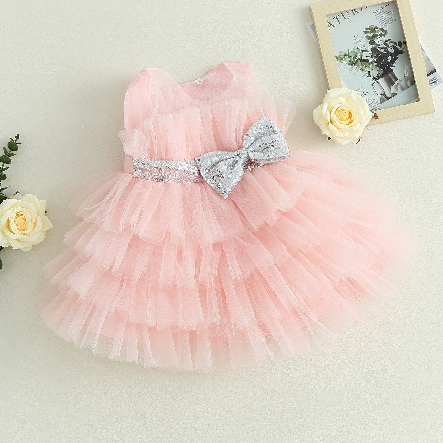 Vestido de Fiesta Infantil Lazo y Tul