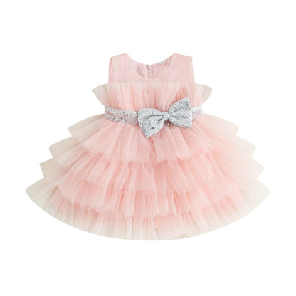Vestido de Fiesta Infantil Lazo y Tul